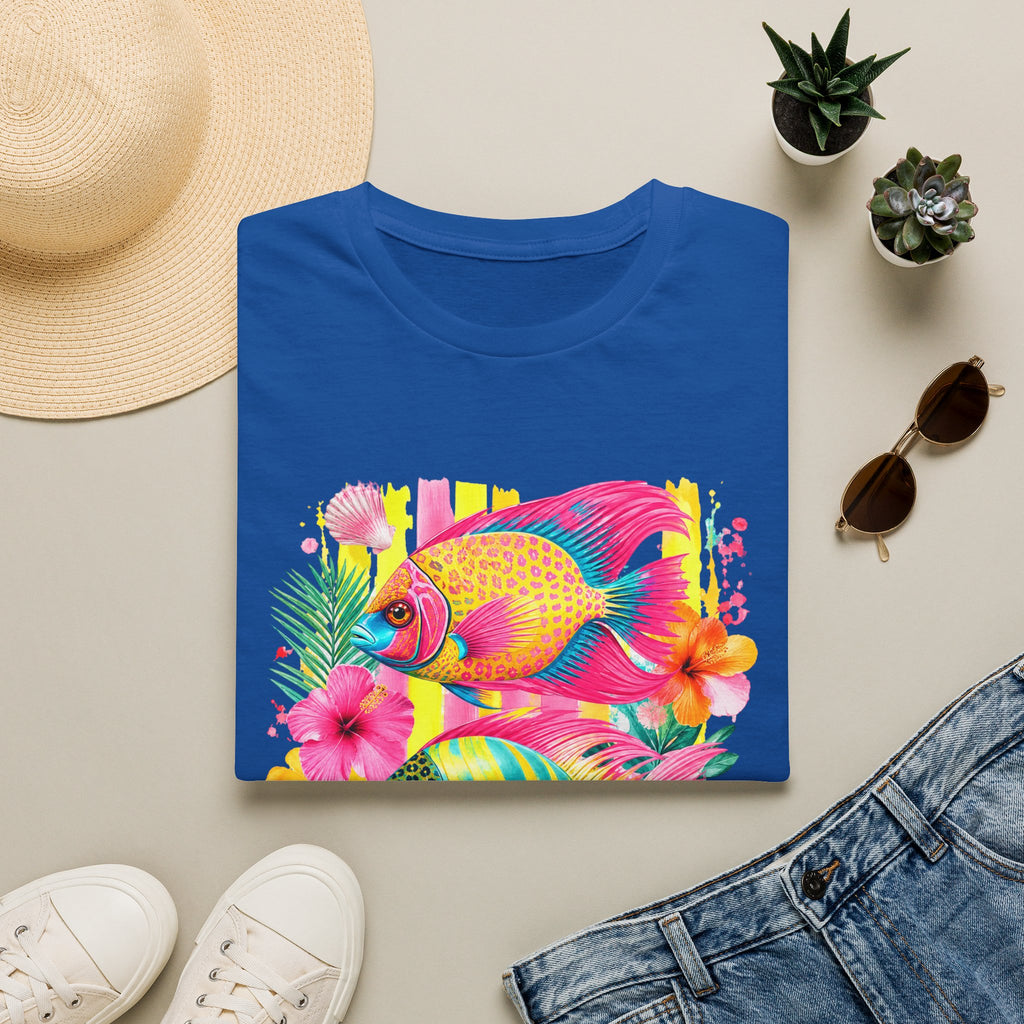 T-shirt Poisson tropical coloré | Illustration Néon Hibiscus Plage
