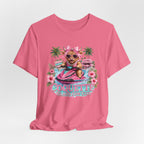 Coquette Island Cow Club T-Shirt | Cute Highland Cow Pink Jet Ski Summer Graphic Tee
