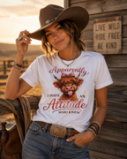 Apparently I Have An Attitude Cow T-Shirt | Cute Highland Cow Graphic