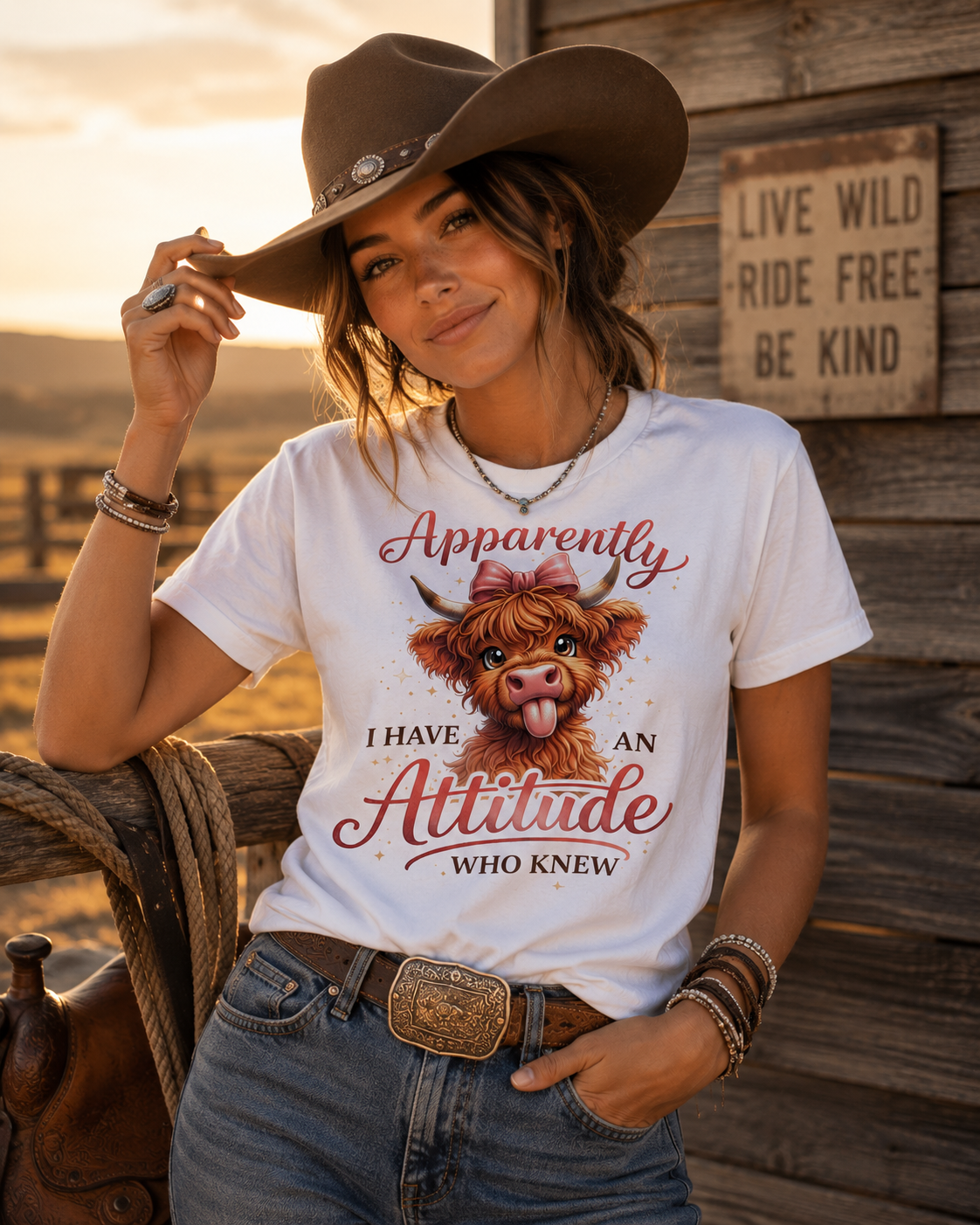 Apparently I Have An Attitude Cow T-Shirt | Cute Highland Cow Graphic