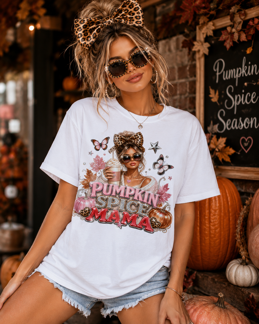 Pumpkin Spice Mama Tee | Cozy Fall Graphic T-Shirt for Women | Cute Autumn Coffee Lover Shirt