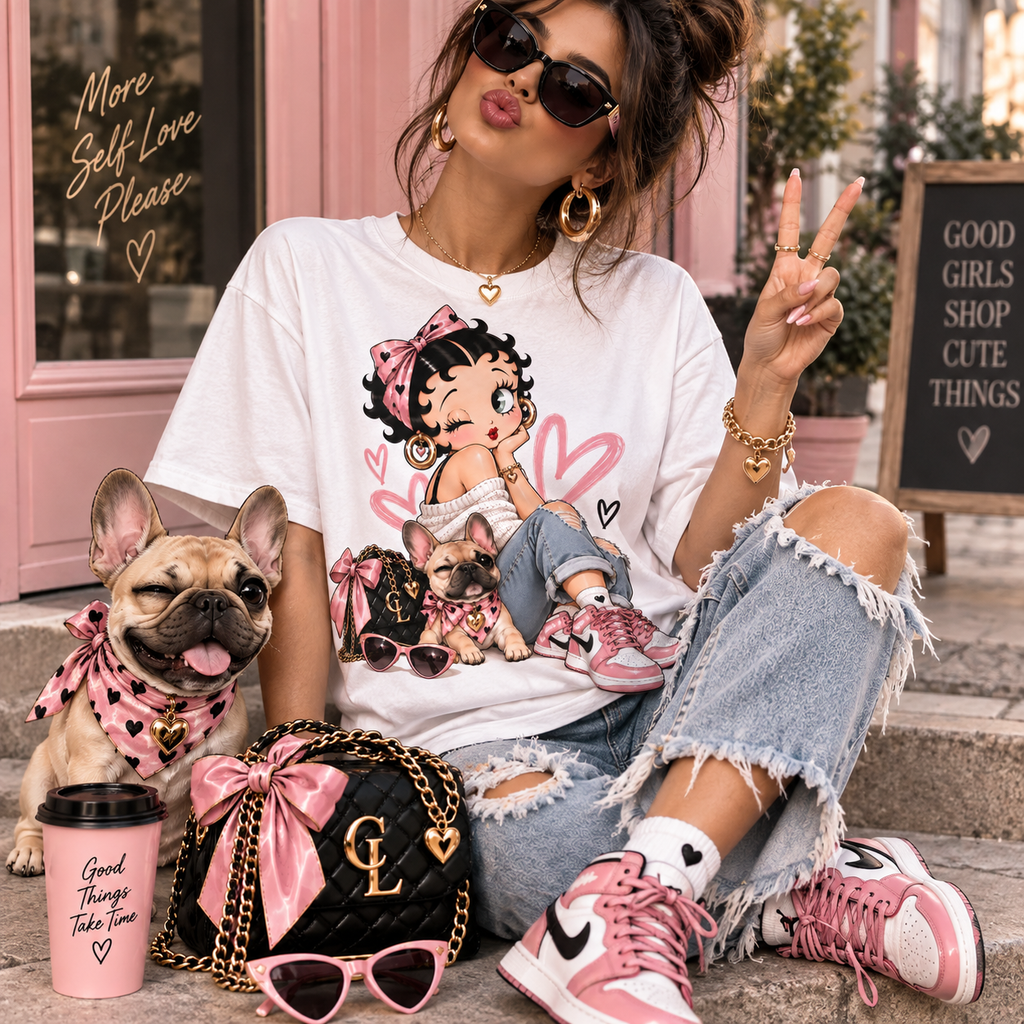 Betty Boop Pink Sneakers Graphic Tee