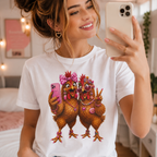 Two Chickens Taking Selfie T-Shirt | Funny Poultry Illustration