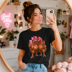 Two Chickens Taking Selfie T-Shirt | Funny Poultry Illustration
