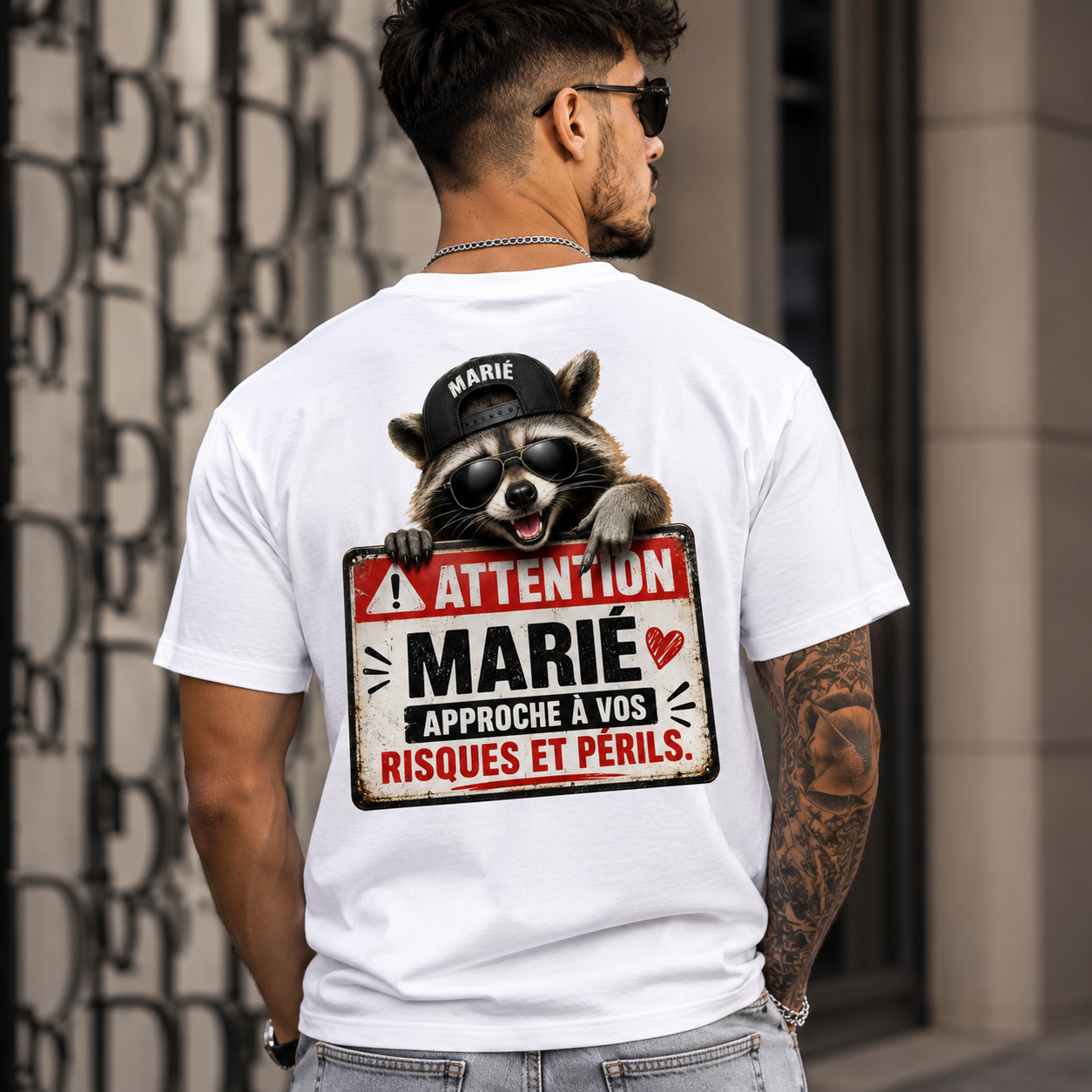 Funny "Warning: Married" Raccoon Men's Graphic T-Shirt