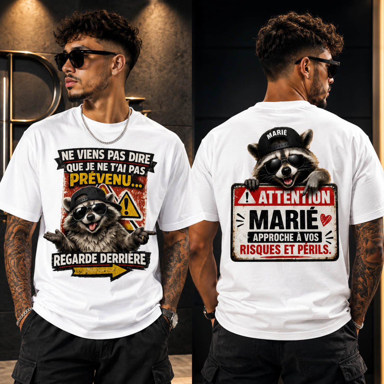 Funny "Warning: Married" Raccoon Men's Graphic T-Shirt