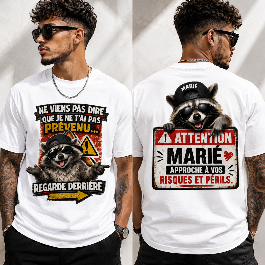 Funny "Warning: Married" Raccoon Men's Graphic T-Shirt