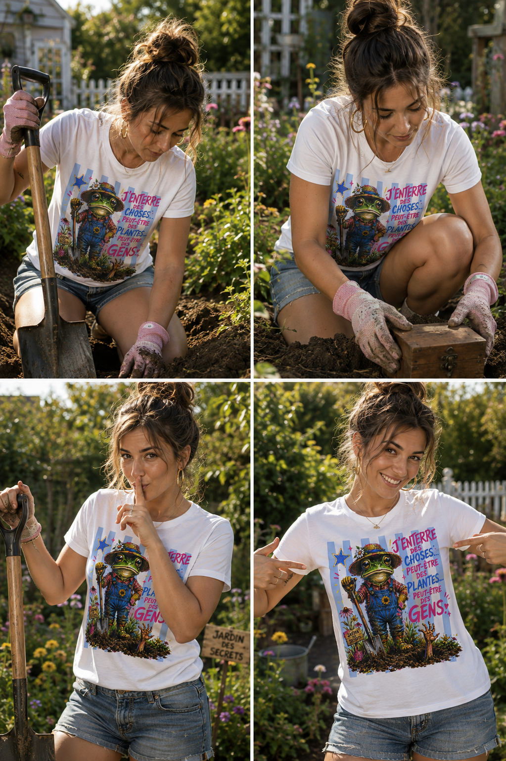 Frog Gardener Graphic Tee — "J'enterrer des choses... peut-être des plantes, peut-être des gens"