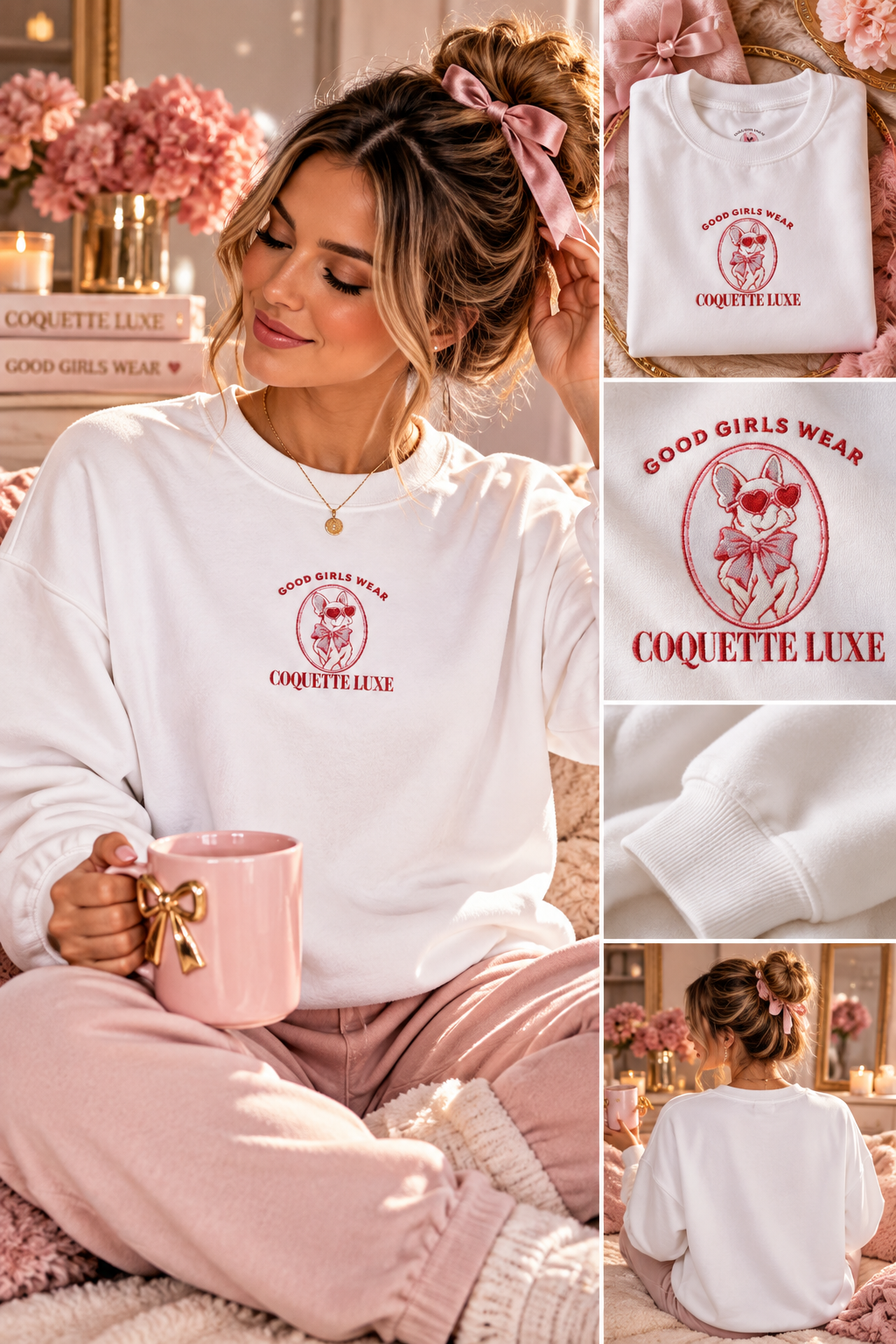 Comfort Crewneck Sweatshirt with 'Coquette Maine' Floral Graphic