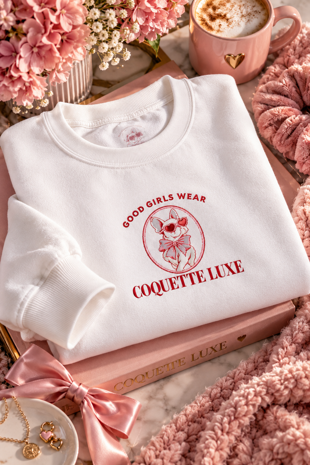 Comfort Crewneck Sweatshirt with 'Coquette Maine' Floral Graphic