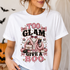 Too Glam To Give A Boo Halloween Tee — Pink Glamorous Costume Shirt