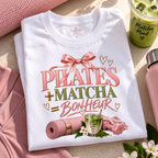 Pilates + Matcha Bonheur Tee — Yoga Mat & Matcha Fitness Shirt
