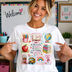In My Class We Learn We Grow Teacher Illustration T-Shirt | School Icons