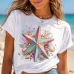Colorful Starfish Tee | Beach Seashell Ocean Graphic Shirt