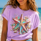 Colorful Starfish Tee | Beach Seashell Ocean Graphic Shirt