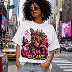 Too Glam To Care Tee — Leopard Crown Cat Graphic Shirt