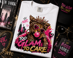 Too Glam To Care Tee — Leopard Crown Cat Graphic Shirt