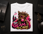Too Glam To Care Tee — Leopard Crown Cat Graphic Shirt