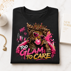 Too Glam To Care Tee — Leopard Crown Cat Graphic Shirt