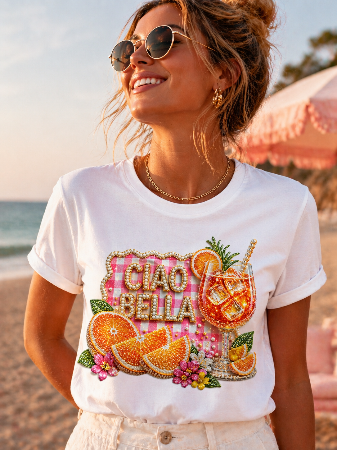 Ciao Bella Aperol Spritz Tee | Orange Cocktail Graphic Shirt