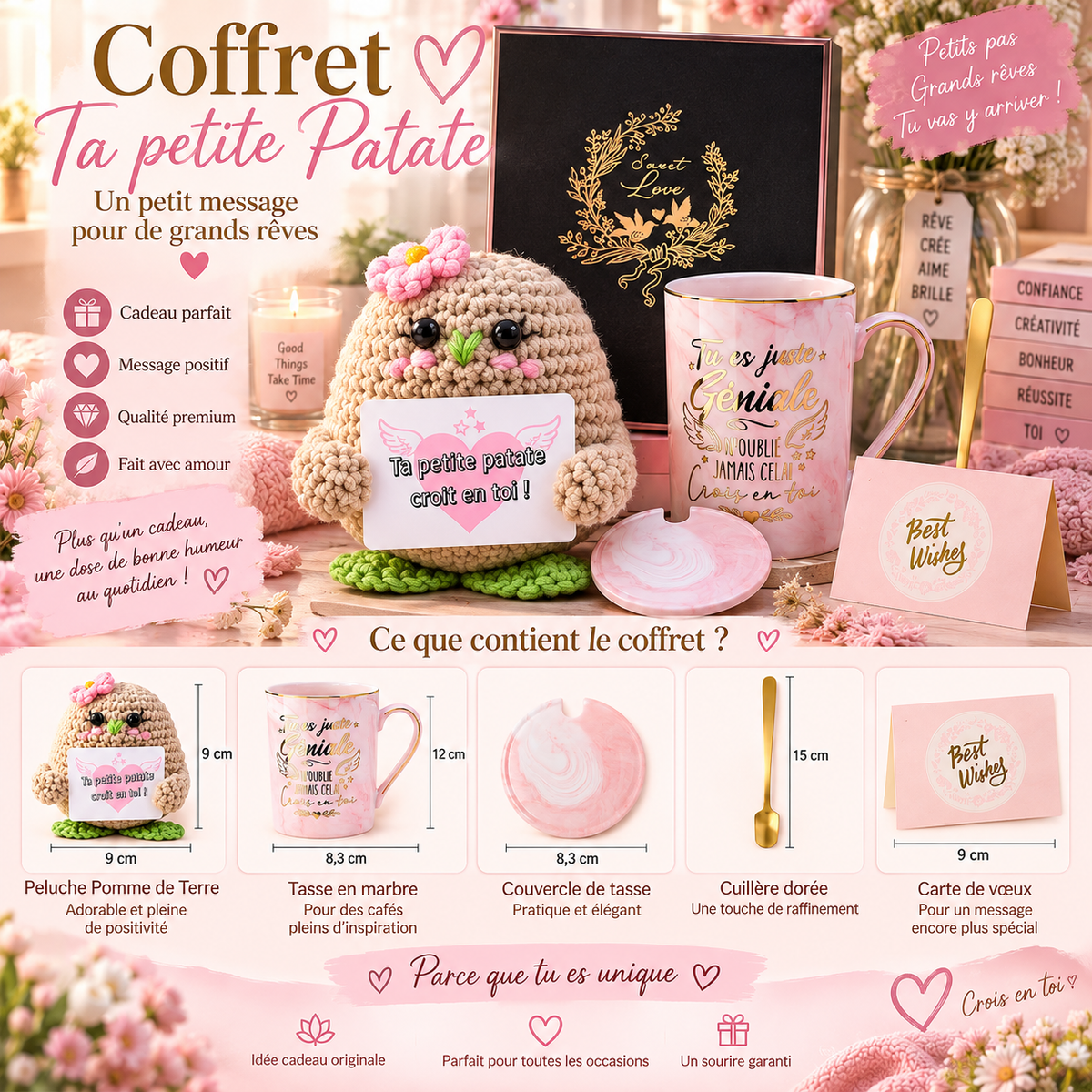 Believe in Yourself Gift Box for Her | Pink Mug & Potato Plush