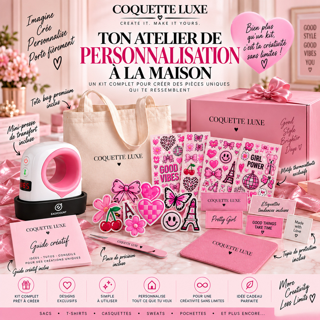 DIY Customization Kit with Mini Heat Press | Coquette Luxe