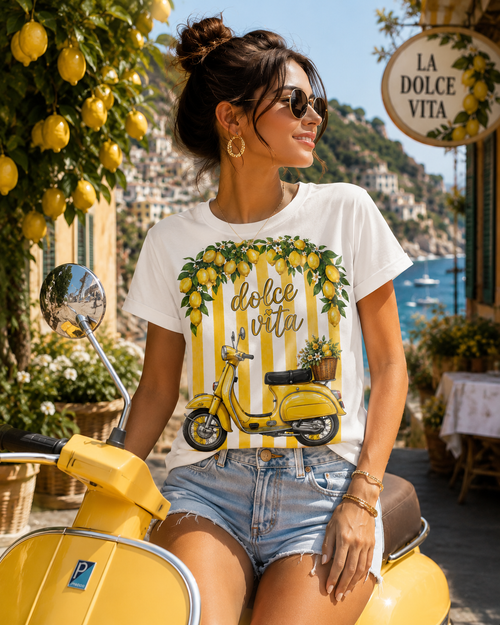 Dolce Vita Lemon Scooter T-Shirt | Vintage Italian Summer Graphic Tee