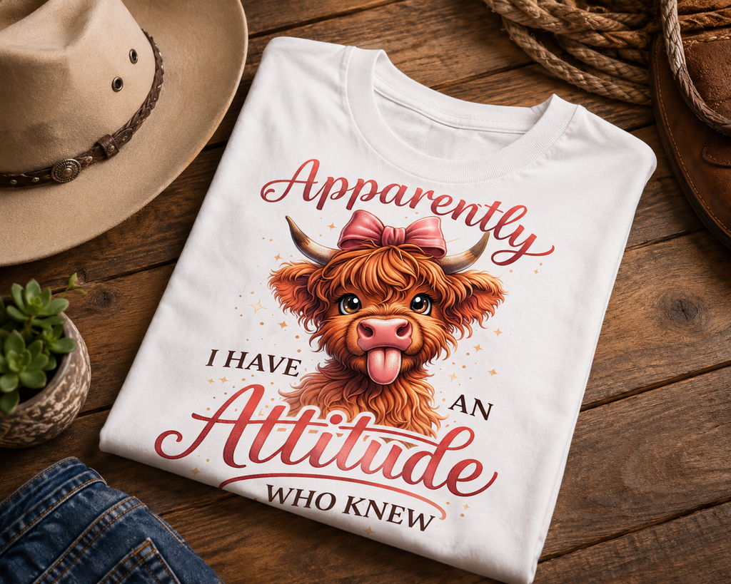 Funny Cow Attitude T-Shirt | Cute Highland Cow Graphic Tee | Gift for Her