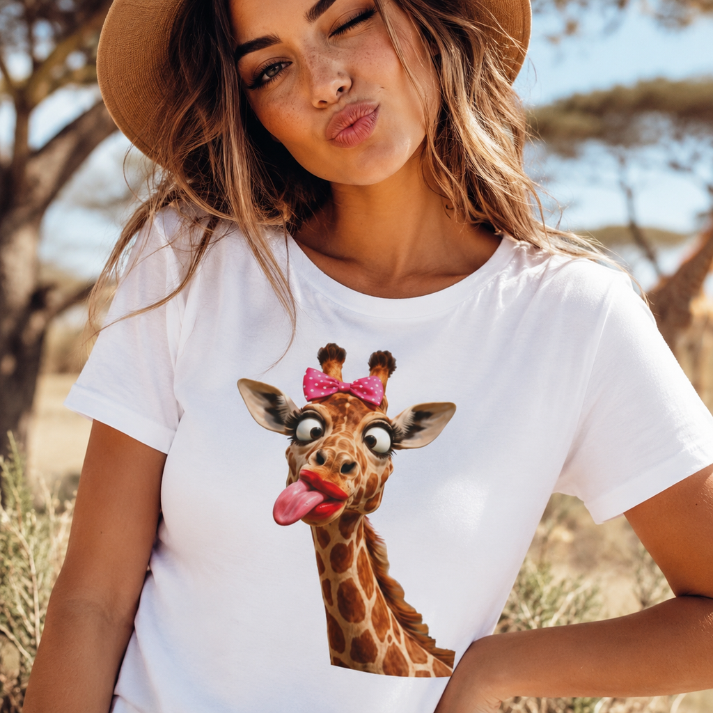 Funny Giraffe Tongue Tee — Cute Animal Graphic T-Shirt