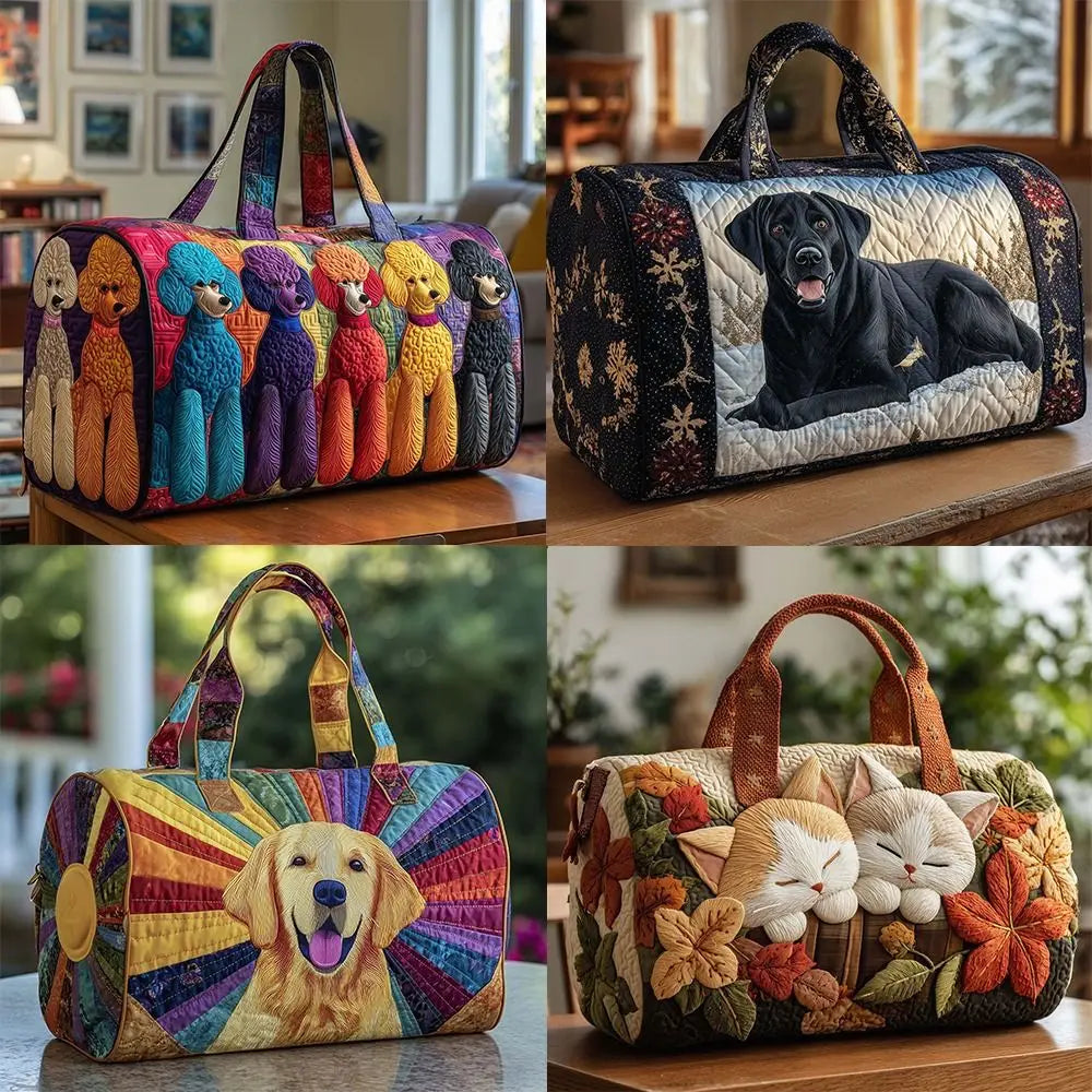 Shoulder Strap Quilted Duffle Bag Animals Pattern Large Capacity Travel Duffel Bag 3D Quilting Craft Tote Bags Sports Gym Bag