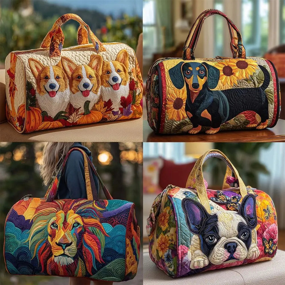 Shoulder Strap Quilted Duffle Bag Animals Pattern Large Capacity Travel Duffel Bag 3D Quilting Craft Tote Bags Sports Gym Bag