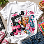 Teacher Good Vibes Cute Pastel Sticker Collage T-Shirt | 