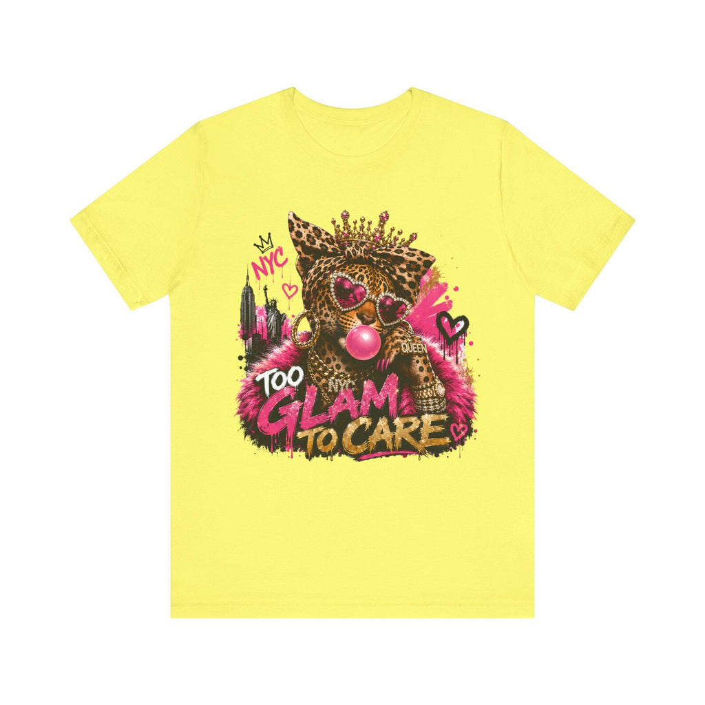 Too Glam To Care Tee — Leopard Crown Cat Graphic Shirt
