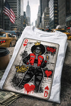 Queen of Hearts Playing Card Tee | Retro Street Art Queen, Love Hearts Design