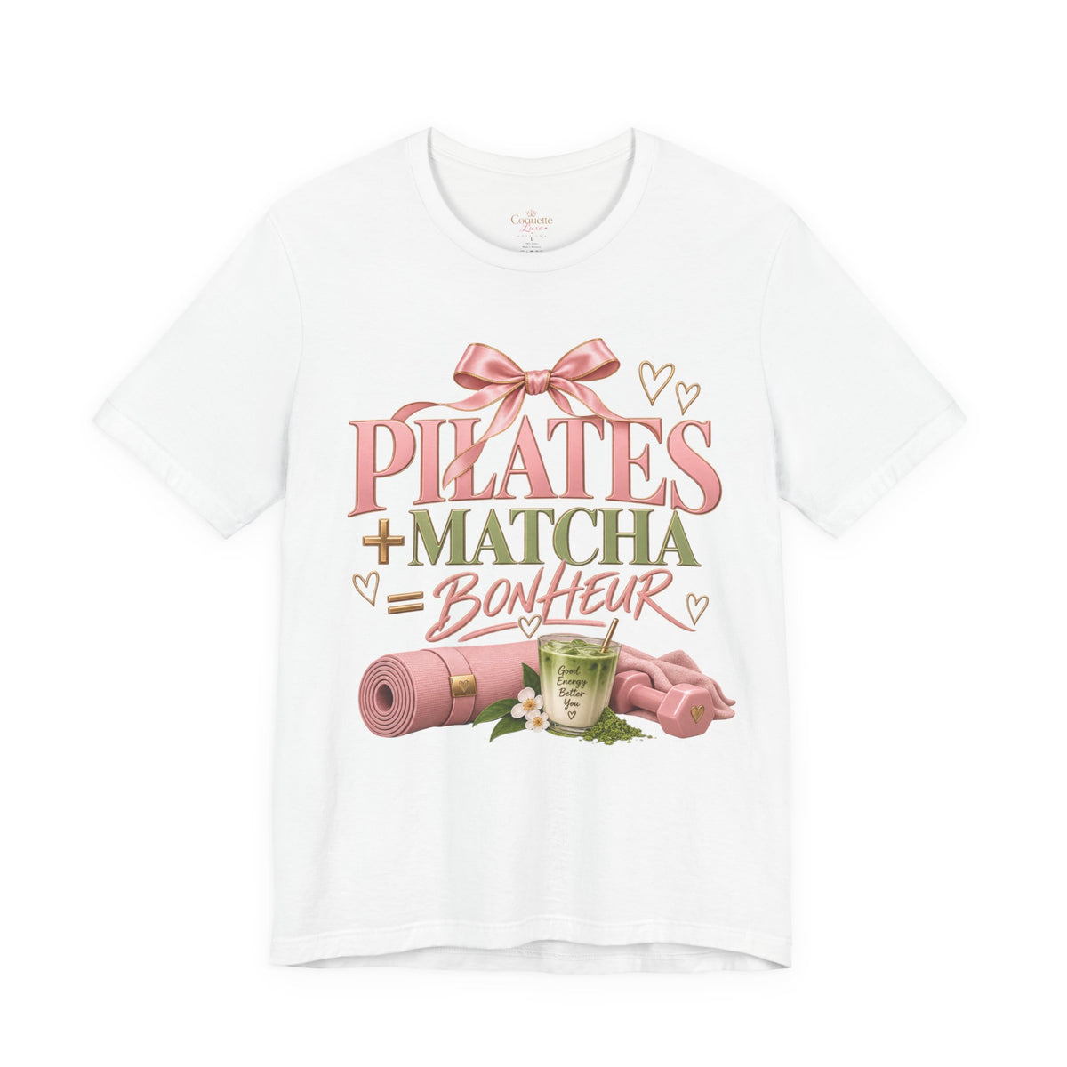 Pilates + Matcha Bonheur Tee — Yoga Mat & Matcha Fitness Shirt