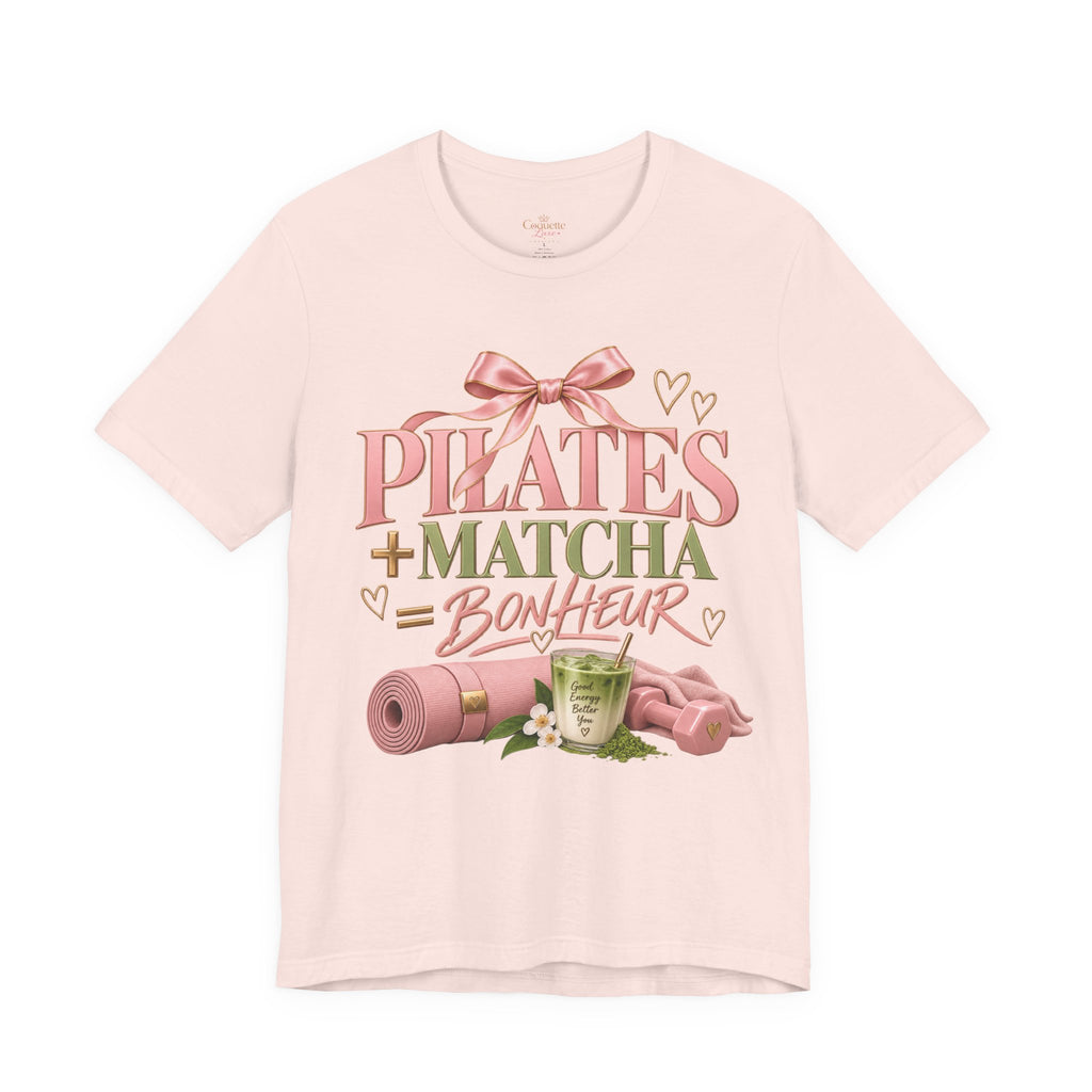 Pilates + Matcha Bonheur Tee — Yoga Mat & Matcha Fitness Shirt