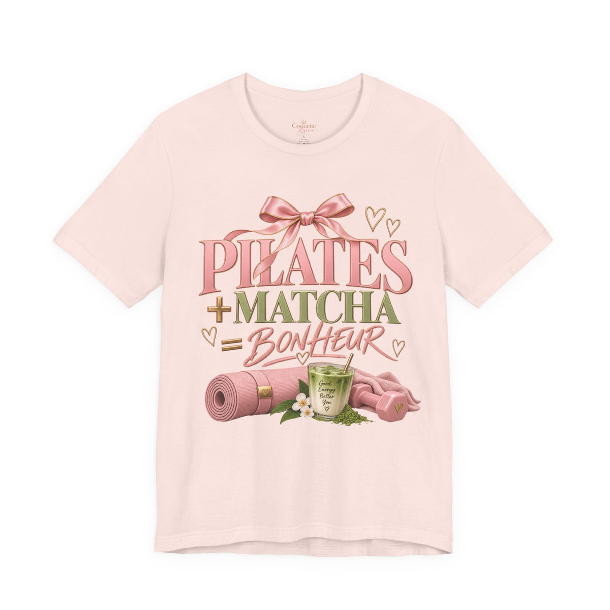 Pilates + Matcha Bonheur Tee — Yoga Mat & Matcha Fitness Shirt
