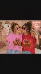 Two Chickens Taking Selfie T-Shirt | Funny Poultry Illustration