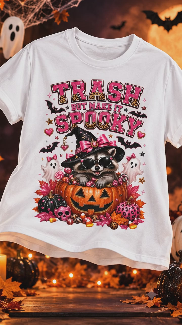 Trash Spooky Tee — Cute Raccoon Halloween Pumpkin Shirt