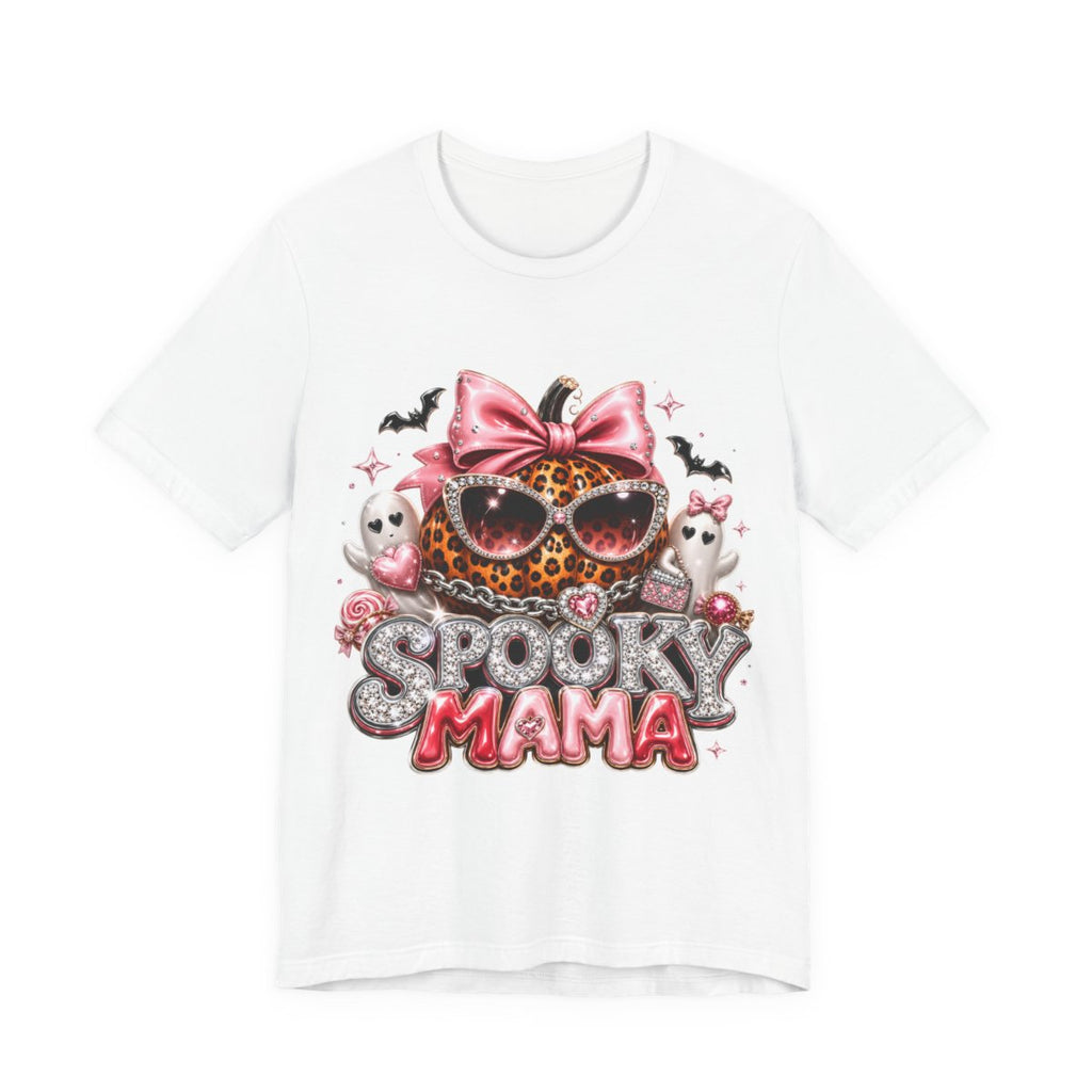 Spooky Mama T-Shirt — Cute Halloween Leopard Pumpkin Graphic Tee for Moms